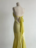 Butter Yellow Formal Dresses Spaghetti Straps Satin Mermaid Long Prom Dresses HZ1108