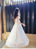 Fairytale Pearl Butterfly Tulle White French A-Line Spaghetti Straps Birthday Dresses HZ1108