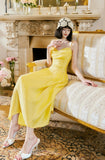 Sweet Butter Yellow Spaghetti Strap A-Line Birthday Dress Elegant Backless Party Dress HZ1108