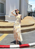 Sweet French Ruffle Print Spaghetti Strap Dress Fashion Mermaid Party Dress HZ1108