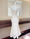 White Elegant 3D Flower Embroidery Spaghetti Straps Mermaid Birthday Party Dress HZ1108