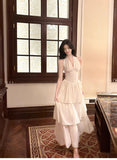 Cute Halter Neck Chiffon Layered A-Line White Party Dress HZ1108