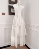 Cute Halter Neck Chiffon Layered A-Line White Party Dress HZ1108