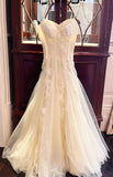 Sweet Light Apricot Spaghetti Straps Tulle A-Line Birthday Prom Dresses HZ1108