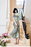 French Elegant Spaghetti Straps Ruffled Tulle Sheath Evening Dress HZ1108