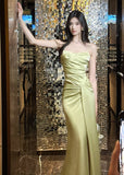 Elegant French Spaghetti Strap Satin Mermaid Evening Gowns HZ1108
