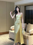 Elegant French Spaghetti Strap Satin Mermaid Evening Gowns HZ1108