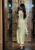 Elegant French Spaghetti Strap Satin Mermaid Evening Gowns HZ1108