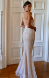 Bling Champagne Sheath Spaghetti Straps Mermaid Sequins Long Prom Dress for Party&Special Events HZ1108