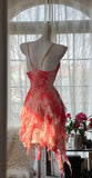 Gorgeous Vintage Spaghetti Straps Chiffon Ruffle Bodycon Short Prom Dresses HZ1108