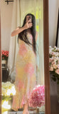 Gentle Vintage Spaghetti Straps Gradient Chiffon Beading Sheath Prom Dresses HZ1108