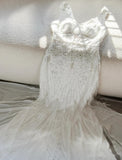 Elegant White V-Neck Chiffon Beaded Mermaid Prom Dresses Vintage Evening Gowns HZ1108