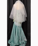 Fairytale Sweetheart Green Long Sleeves Satin Tulle Mermaid Prom Dresses Formal Evening Dresses HZ1108