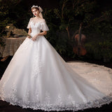 Runhufu Wedding Dress 2023 New Bridal Wedding Gown With Long Train Lace Embroidery Ball Gown Princess Luxury Plus Size