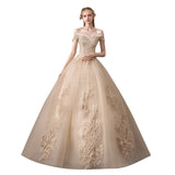 runhufu Dress 2023 New Sexy V-neck Ball Gown Off The Shoulder Princess Vintage Romantic Champagne Wedding Dresse G43