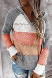 Runhufu Fall Winter Patchwork Hooded Sweaters for Women Long Sleeve V-Neck Slim Pullover Tops Jumper Plus Size Female Knit Sweaters