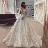 Runhufu Chick BallGown Lace Wedding Dresses Sexy V-Neck Long Sleeves BOHO Bridal Gowns vestido de novia 2023