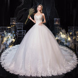 Runhufu Dress 2023 New Luxury Strapless Wedding Dress With Train Princess Bling Bling Vestido De Noiva Plus Size
