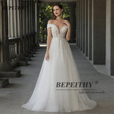 Runhufu Off The Shoulder Ivory Boho Wedding Dresses For Women 2024 Bride A Line Chic Beading Bohemian Bridal Beach Gown Robes