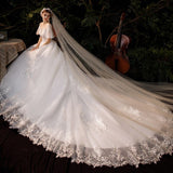 Runhufu Wedding Dress 2023 New Bridal Wedding Gown With Long Train Lace Embroidery Ball Gown Princess Luxury Plus Size