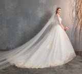 runhufu Wedding Dress Off The Shoulder Half Sleeve Wedding Gown Lace Applique Plus Size Simple Wedding Dress Robe De Mariee