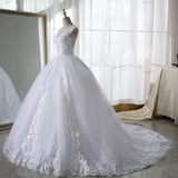 Runhufu White Lace Wedding Dress With Train Sleeveless Bridal Dress Back Zipper Ball Gown Luxury Vestido De Noiva Robe De Mariee