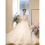 runhufu Wedding Dress 2023 Long Sleeve New Winter V-neck Flower Ball Gown Princess Wedding Dresses Vestido De Noiva