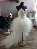 runhufu Dress Eleant Feather Strapless Lace Up Princess Luxury Front Short Back Long Wedding Dresses Plus Size