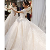 Runhufu New Off The Shoulder Wedding Dress Sweep Train Ball Gown Wedding Gown Vestido De Noiva Luxury Prinecess Bride Dress