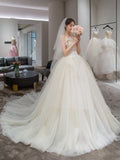 runhufu Off The Shoulder Light Wedding Dress 2023 New Bridal Dress Ball Gown Tulle Wedding Dress