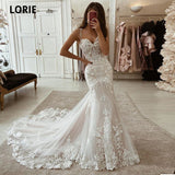 Runhufu Ivory Mermaid Wedding Dresses Lace Appliques Tulle Bridal Gowns with Train Sweetheart Spaghetti Straps Vintage Gowns 2024