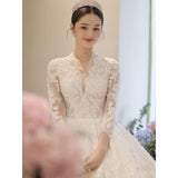 Runhufu Wedding Dress 2023 Long Sleeve New Winter V-neck Flower Ball Gown Princess Wedding Dresses Vestido De Noiva
