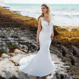 Runhufu wedding Dresses Mermaid O-Neck Lace Appliques Wedding Gown Boho Bride Dress vestidos de novia estilo sirena