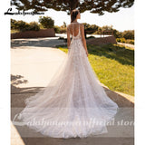 runhufu Wedding Dress with slit Sexy Lace Appliques Backlesss Beach Bridals Dress Wedding Gowns Custom made vestido de novia