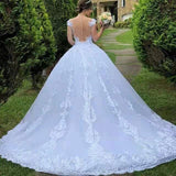 Runhufu Elegant Amazing Neck Robe De Mariee Backless Princess Embroidery Vestido De Noiva Wedding Dress Luxury Lace Bride Dresses