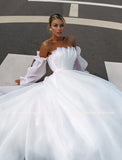 Runhufu Design Boat Neck Detachable Puff Sleeve Pleats A-Line Wedding Dresses Bridal Gowns Vestido De Noiva Custom Made