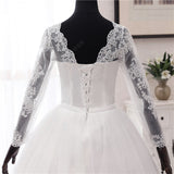 runhufu Spring Lace Appliques Wedding Dresses Long Sleeve Vestidos De Novia 2023 White V-Neck Princess Bride Wedding Gowns Plus Size