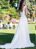 Runhufu Sale Summer Beach Wedding Gowns Lace Cap Sleeves V Neckline White Dress for Bride Sweep Train Bridal 2024