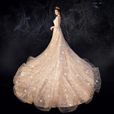 Runhufu New O Neck Wedding Dress With Sweep Train Shining Sequins Lave Bridal Ball Gown Plus Size Custom Made Vestido De Noiva