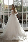 Runhufu Dresses Puff Sleeve Appliques Lace 3D Flowers Off Shoulder Tulle Boho Bride Gown 2023 vestidos de novia