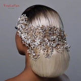 Runhufu HP240 Shiny Crystal Wedding Headpieces Bridal Floral Hair Accessories Alloy Flower Bridal Headbands Rhinestone Crowns