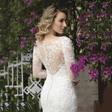 Runhufu Long Sleeve Mermaid Wedding Dress 2024 Lace Appliques Sexy Illusion Back Bride Dresses Vestidos De Novia Bridal Gowns