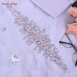 Runhufu SH237-G Golden Bridal Belt with Rhinestone Fashion Bead Belt Thin Sash Belt Western Belts Wedding Applique Sash Belt