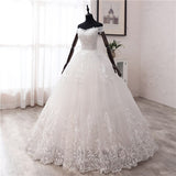 runhufu Novias New Arrival Africa Style Korean Lace Applique Wedding Dress V Neck off Shoulder Plus Size Bridal Gown Dress Princess