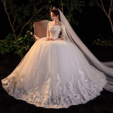 Runhufu Sleeve Empire Illusion Wedding Dress For Pregnant Ball Gown 2023 Lace Embroidery Wedding Dress Robe De Mariee