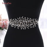 Runhufu SH237-G Golden Bridal Belt with Rhinestone Fashion Bead Belt Thin Sash Belt Western Belts Wedding Applique Sash Belt
