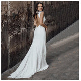Runhufu Wedding Dress 2023 V Neck Lace Sexy Boho Bridal Dresses Custom Made Backless Mermaid Wedding Gowns Vestidos de novia