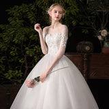 Runhufu Dress 2023 New The Half Sleeve Lace Up Ball Gown Romantic Wedding Gowns Princess Classic Appliques Wedding Dresses C30