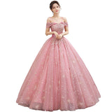 runhufu Off The Shoulder Quinceanera Dresses Shining Beading Ball Gown Prom Dress Plus Size Pink Quinceanera Dresses