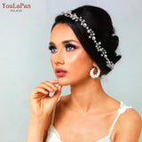 Runhufu Trendy Pearl Hair Jewelry Crystal Woman Headpiece Wedding Hair Accessories Headwear Bridal Headdress Bridal Tiara HP03